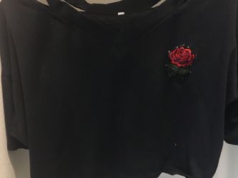 Black Crop Top With Rose