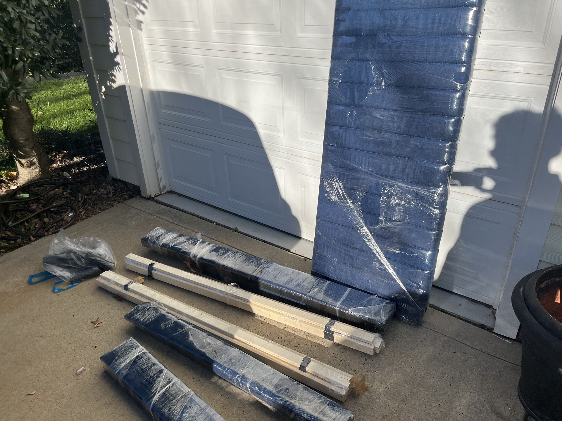 Bedframe And Upholstered Pad, Headboard, And Foot Rail Side Rails Brand New