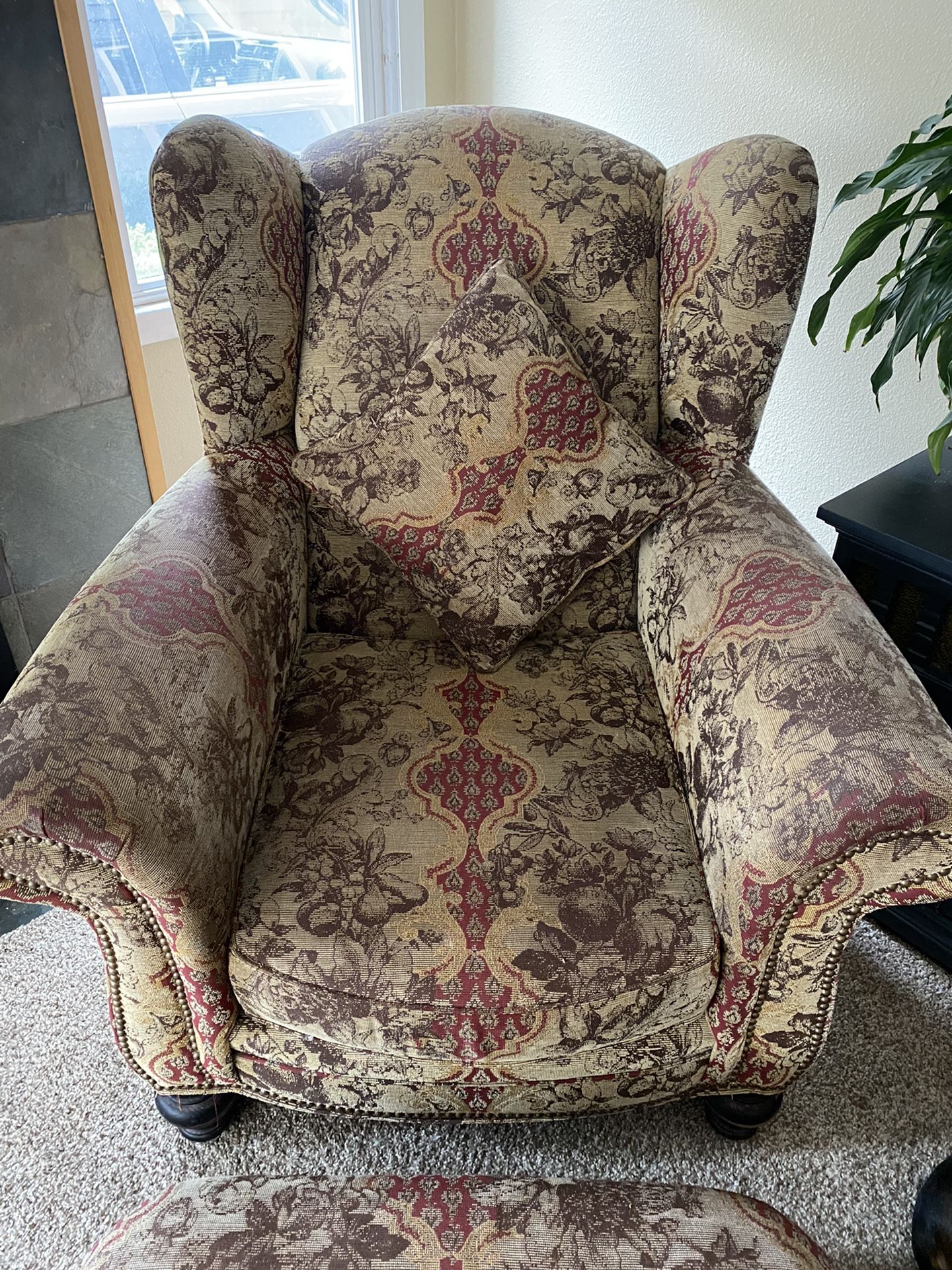 Wingback Chair and Matching Footstool