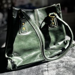 Vintage Green Leather Shoulder Bag