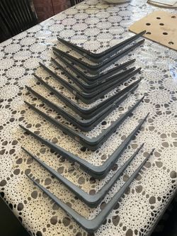 Lot of 11 Gray Metal Shelf Brackets (angles)