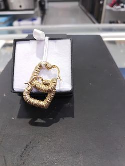 Gold Heart-Shaped Hoop Earrings
