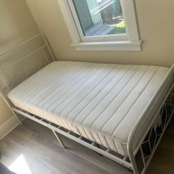 Twin metal bed frame & twin mattress