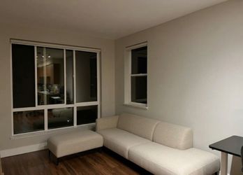 BoConcept Modern Fabric Sofa + Matching Ottoman (Contemporary Cream / Oatmeal)