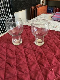 Set of 2 Clear Glass Stemless Wine Glasses