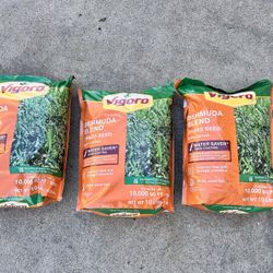 3 Bags Of Vigoro Bermuda Grass Seed Blend With Water Saver Seed Coating Made In USA 