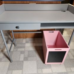 Desk And Rolling Storage Box