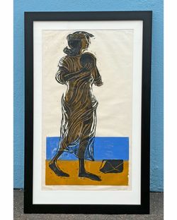 1966 William Wolff "Naussica with a Ball" woodblock print