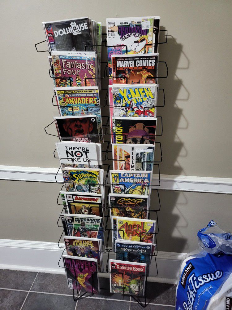 Comic Rack With Comics For Sale!