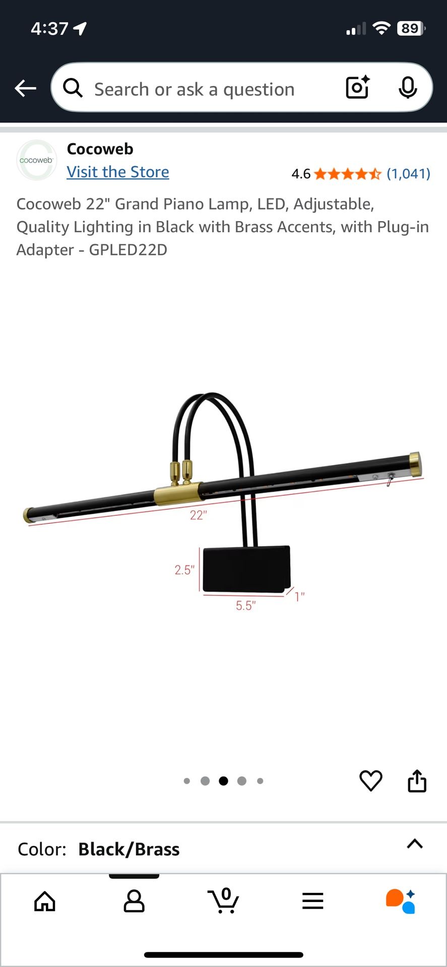 Grand Piano Lamp - Brass