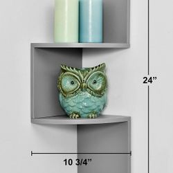 New Greenco Zigzag 2 Tier Corner Floating Shelves 