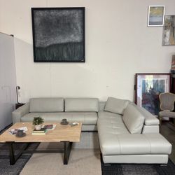 Gamma Arredamenti Italian Leather Sectional with Chaise
