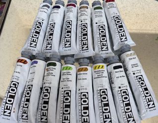 16 Brand New Tubes of Golden Acrylic Paint Art Supplies for Artists