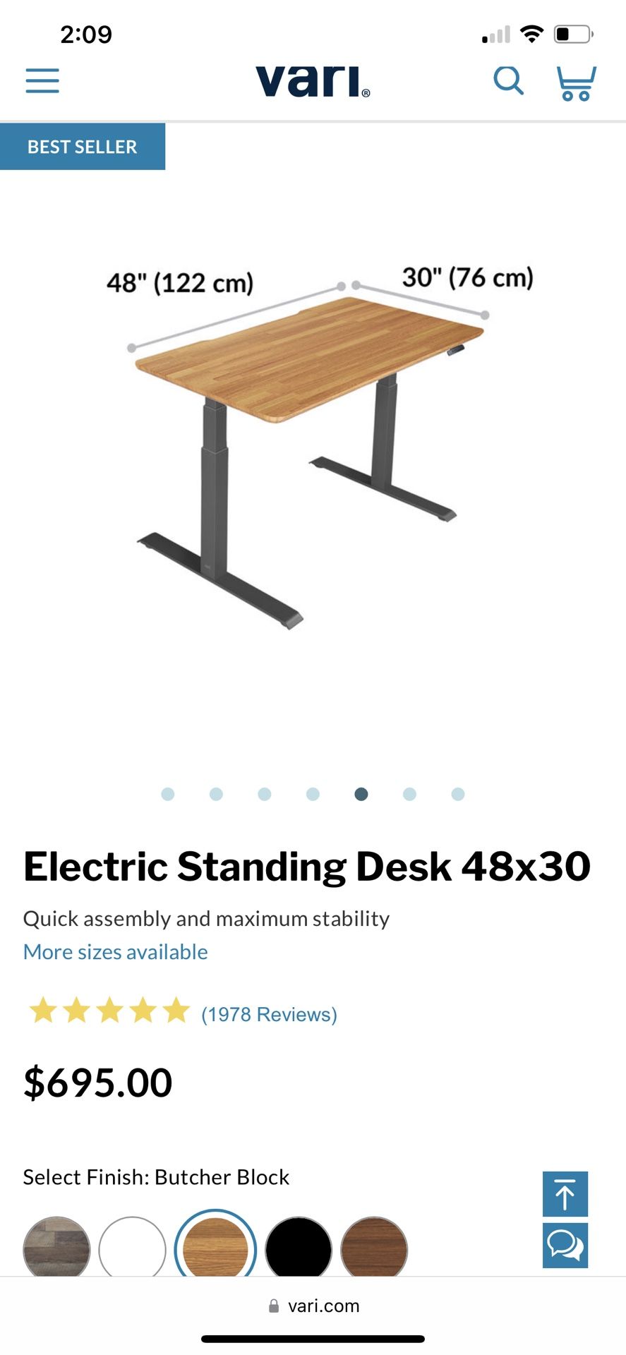 Vari Electric Standing Desk In Butcher Block - Perfect Condition