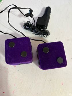 Purple Fuzzy Dice with Car Lighter Plug Brand New Lights up $10