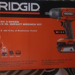 RIDGID 3 SPEED 18V  IMPACT WRENCH SET