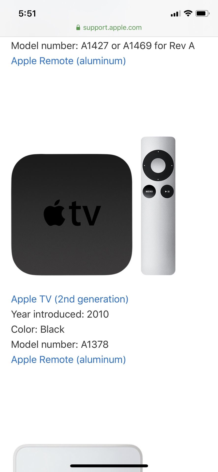 Apple TV Model #A1378