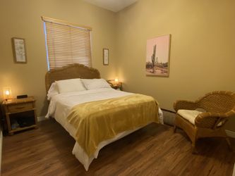 Wicker/Rattan Headboard Chair Side Table Nightstand