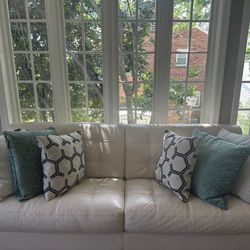 White Leather Sofa Cindy Crawford Home