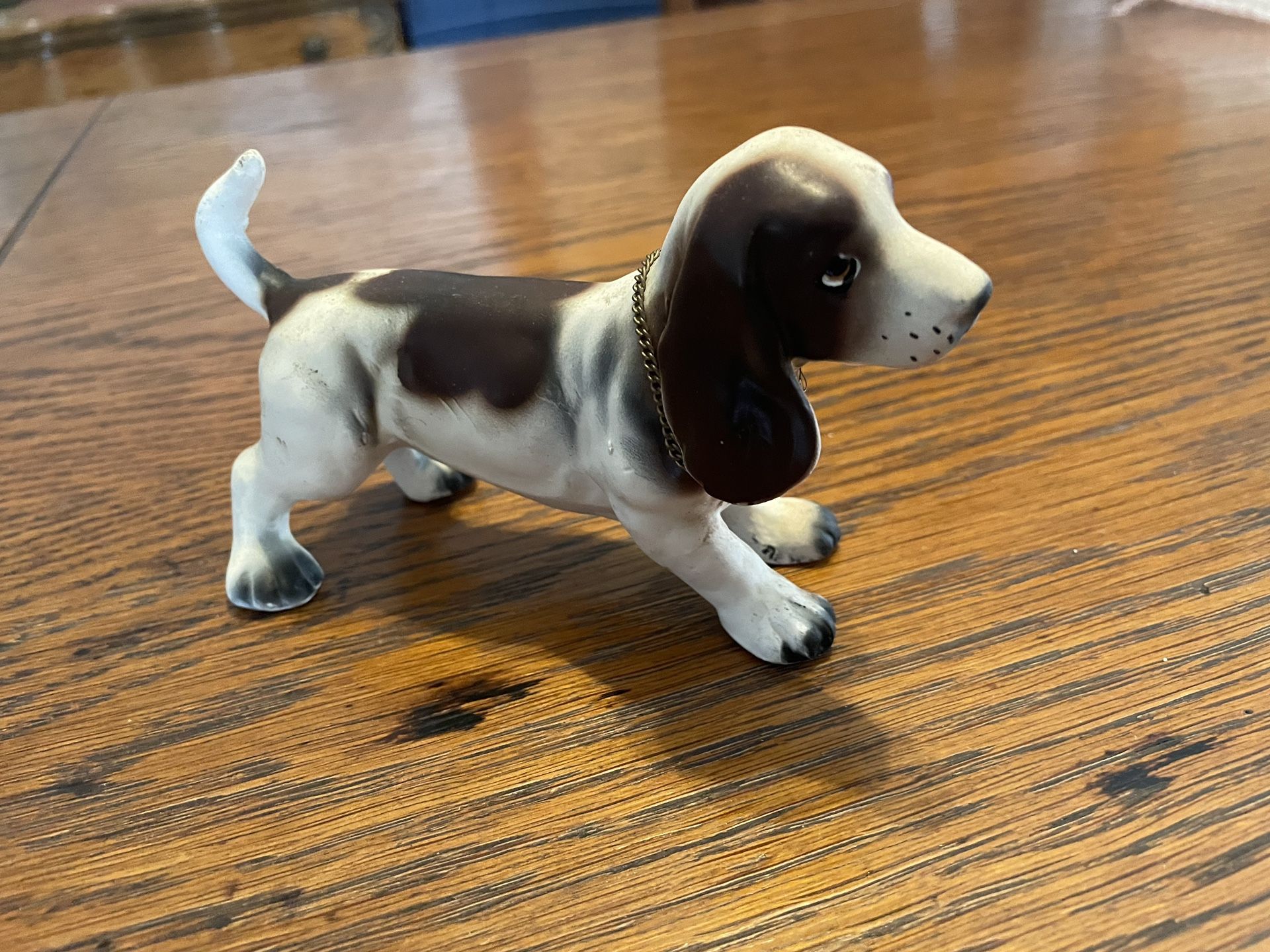 Antique Mini Ceramic Basset Hound Statue