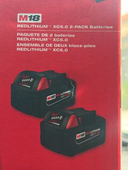 OfferUp Title  NEW Milwaukee M18 REDLITHIUM XC5.0 5.0Ah 2-Pack Batteries – Factory Sealed