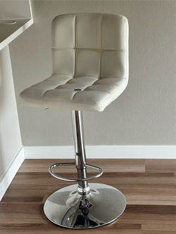 White leather adjustable bar stool