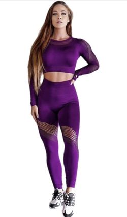 yoga set bra and legging set women hight waist fitness.,gym cloth 2 piece tracksuit sportwear purple S, M,L