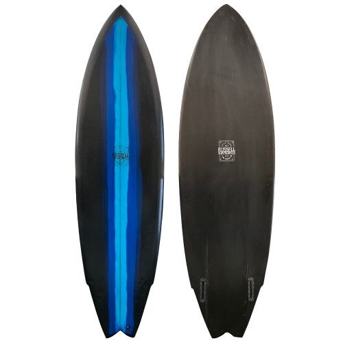 6'0 Russell Surfboards Hybrid Fish Channel Twin Fin Used Shortboard Surfboard