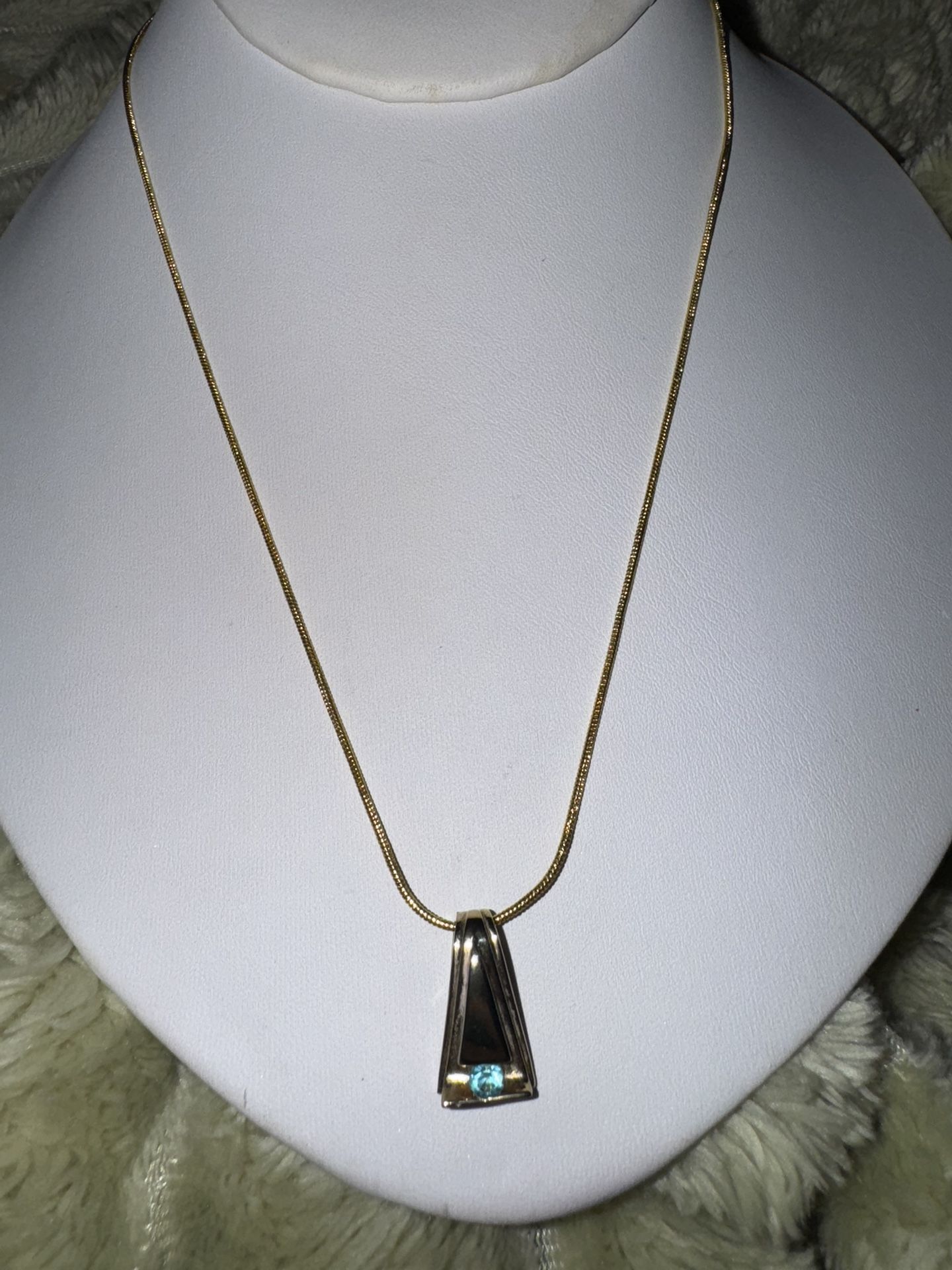 Estate - Triangular Sterling Pendant w/Topaz Stone