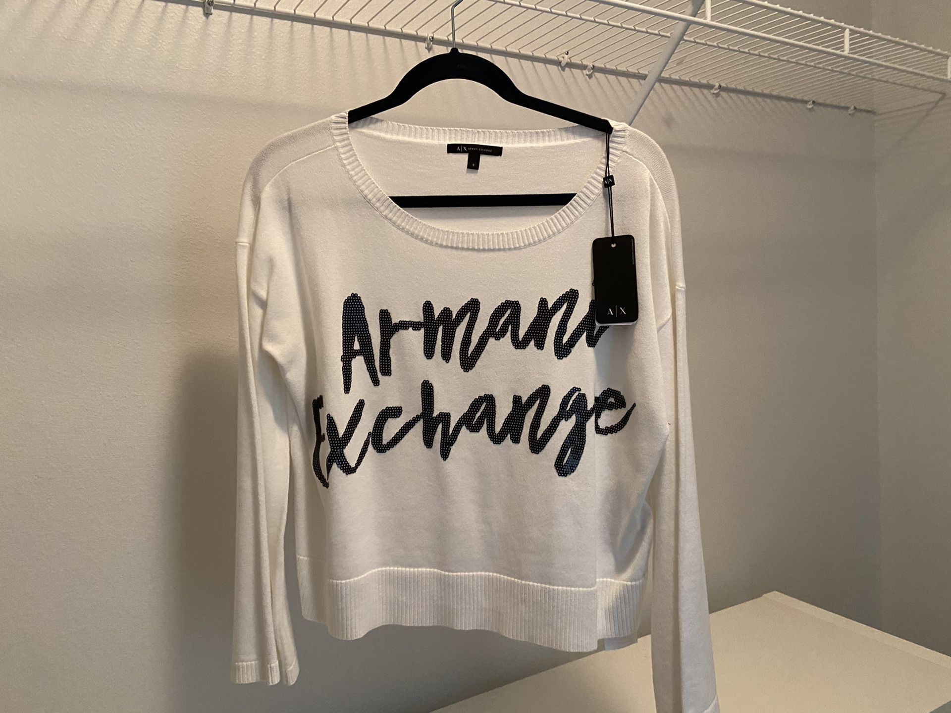 NWT: Armani Exchange White Sweater (Small)