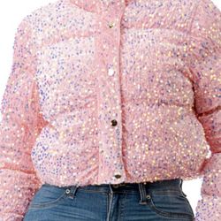 Velvet Sequin Puffer Jacket
