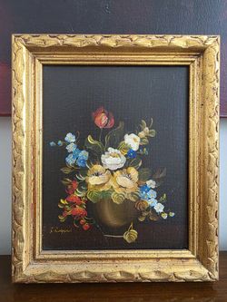 Ruggeri - Oil painting on canvas titled 'Floral Still Life' by Vito Luis Ruggeri