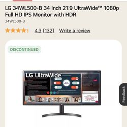 LG Ultra Wide Curved 34.1 Inch Computer Monitor