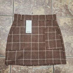 NWT Brown Plaid Mini Skirt Size 6