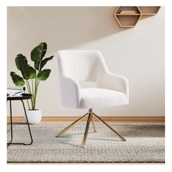 Mid-Century Modern Large Boucle Swivel Accent Arm Chair