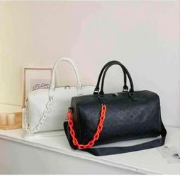 Stylish Weekender Duffel with Chain Accent (Black SOLD OUT)