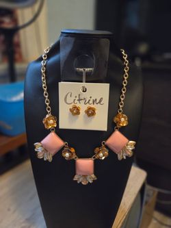 Citrine Statement Necklace and Earring Set
