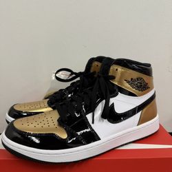 Air Jordan 1 High Golf Shoes Men’s Size 10 Metallic Gold Black White DQ0660-002