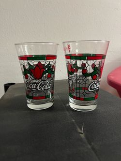 Coca-Cola Stained Glass Style Drinking Glasses Set of 2