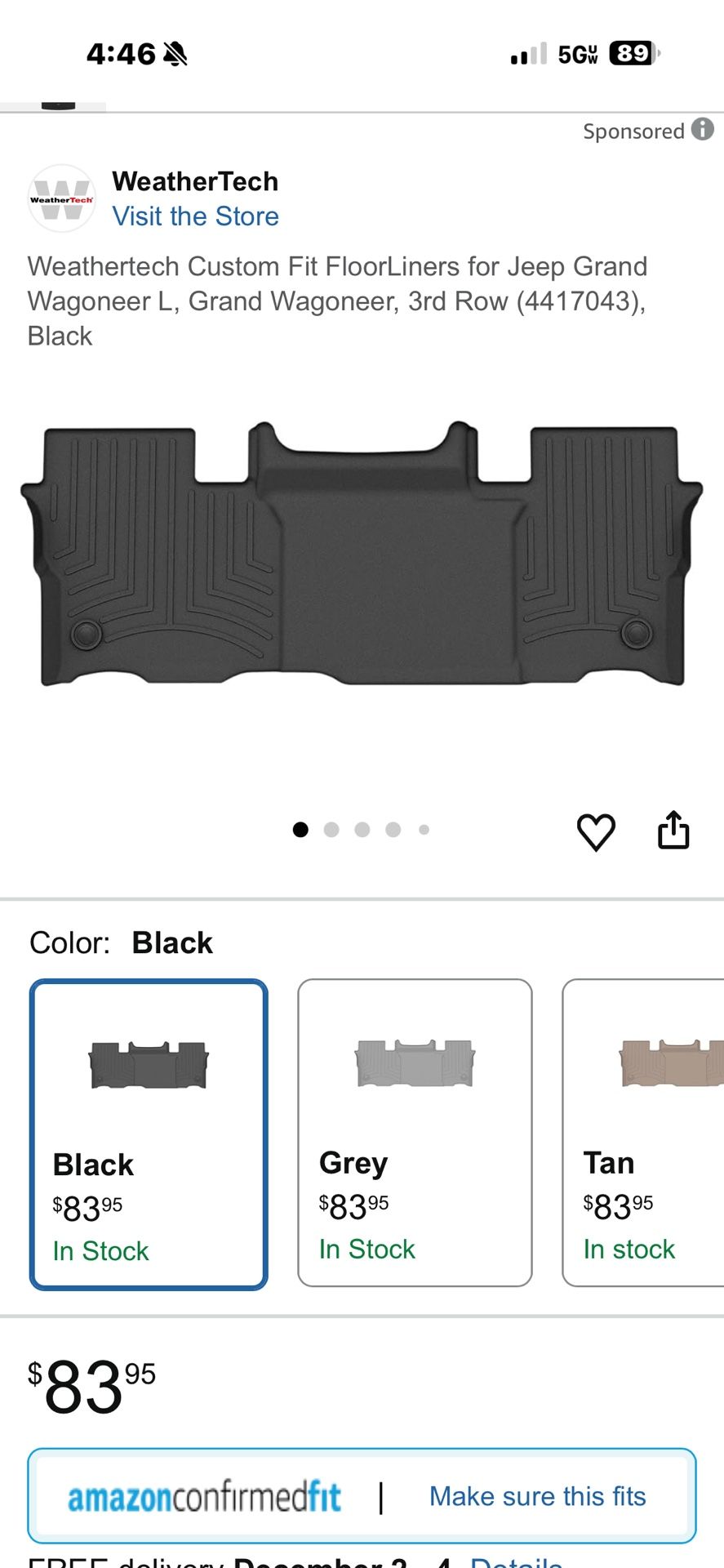 2022 Jeep Grand Waggoner 3rd row Floor Mats