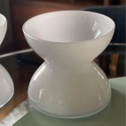 MCM Scandi Modern IKEA Anne Nilsson Stockholm Glass Large White Hourglass Vase