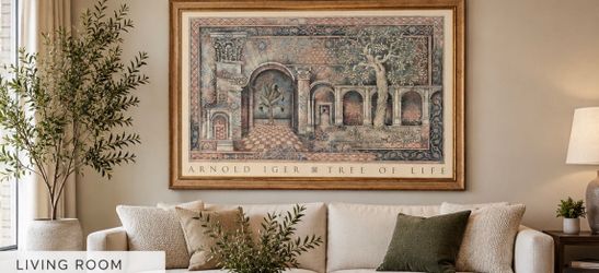 61” x 41.4” Arnold Iger Tree of Life Framed Wall Art Print – Oversized Architectural Decor