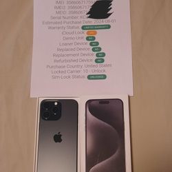 Iphone 15 PRO MAX 1 TERABYTE FULLY FACTORY UNLOCKED 