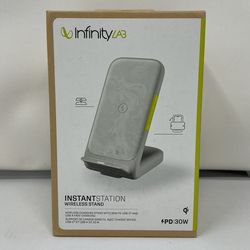 InfinityLab InstantStation Wireless Stand 33W PD USB-C and USB-A Compact Fast Charging Wireless Charger (White)