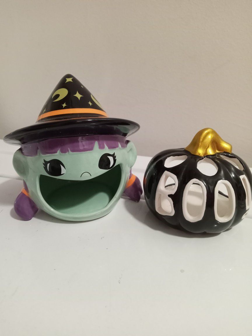 Halloween Candy Jar And Candle Light Holder 
