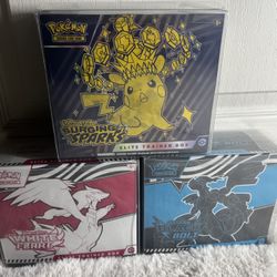 Pokémon Scarlet & Violet ETB Bundle – Surging Sparks, White Flare & Black Bolt – Sealed Lot