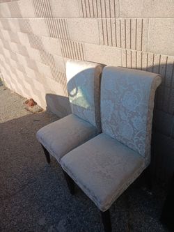 White Printed Lined Dining Chairs
