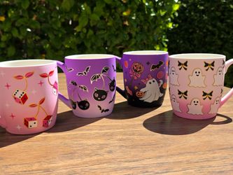 ​Cobwebs & Cauldrons Pink & Purple Pastel Halloween Mugs (Set of 4)