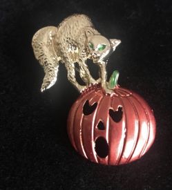 Pumpkin Cat Brooch