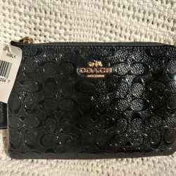 COACH Signature Monogram Patent Leather Wristlet
